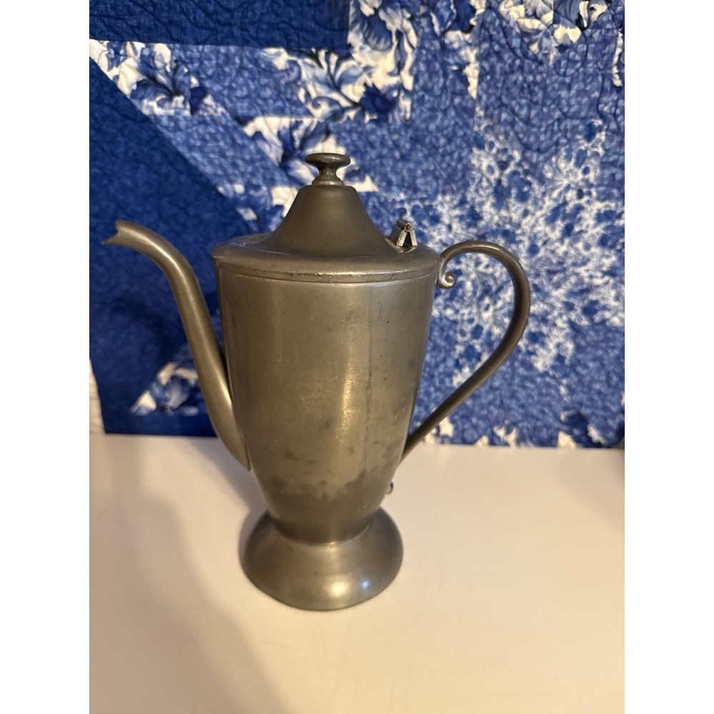 Vintage Continental Pewter Teapot Coffee Pot Mark 812 1950s Grannycore